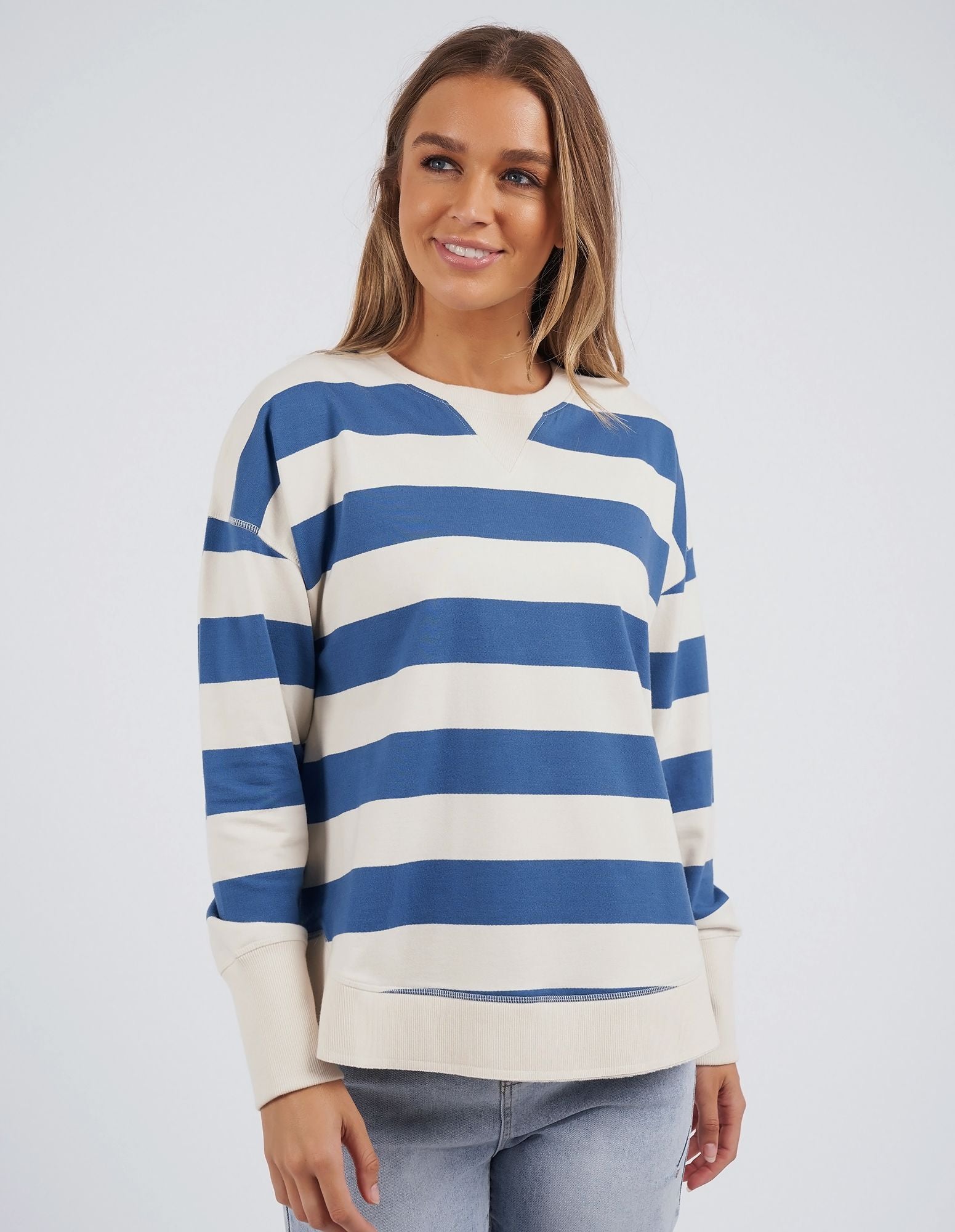 Foxwood Striped Delilah Crew [COLOUR:Denim SIZE:6]