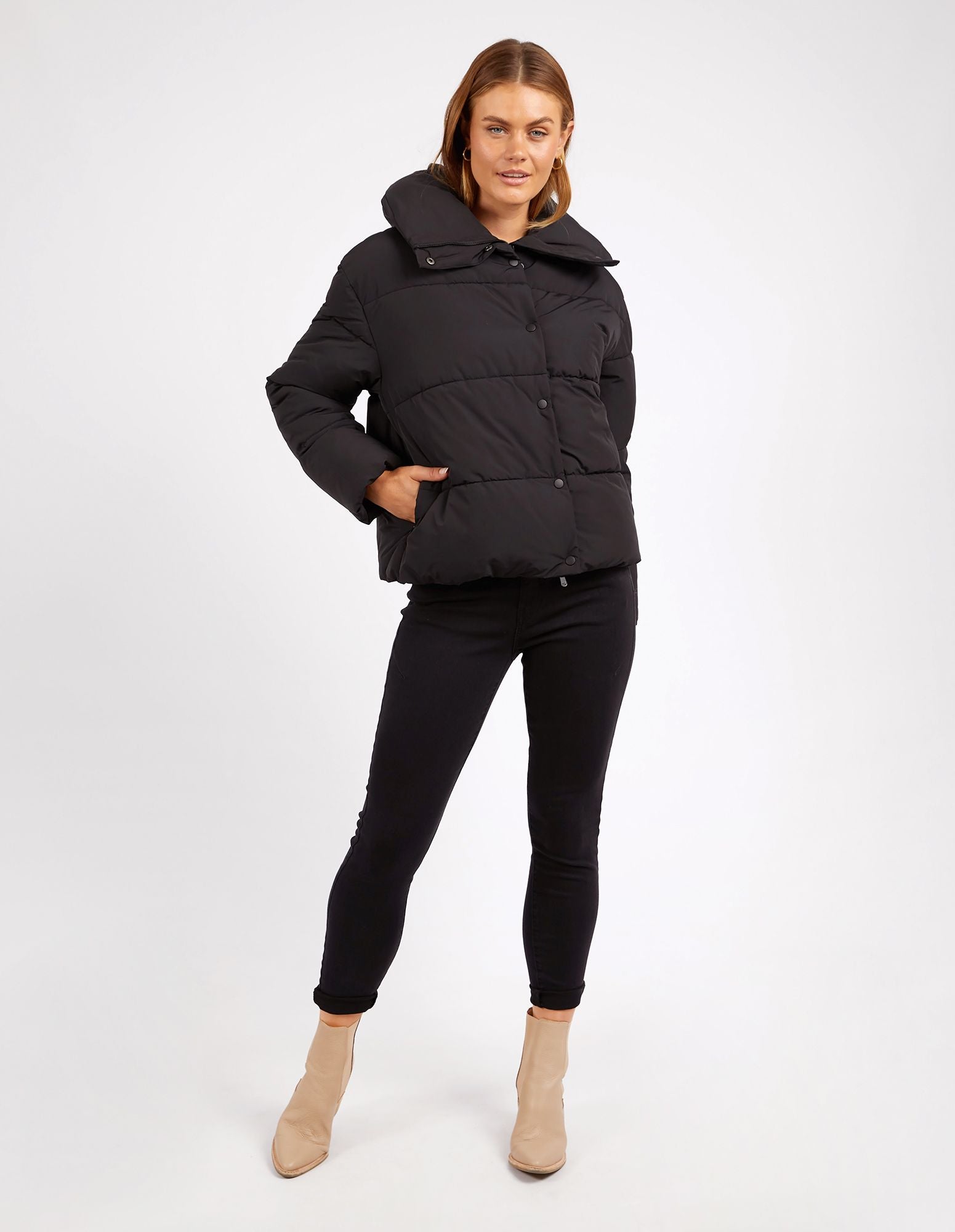 Foxwood Essential Puffer Jacket Black | Women's Outerwear | Little Extras Lifestyle | Women's Fashion Boutique Australia
