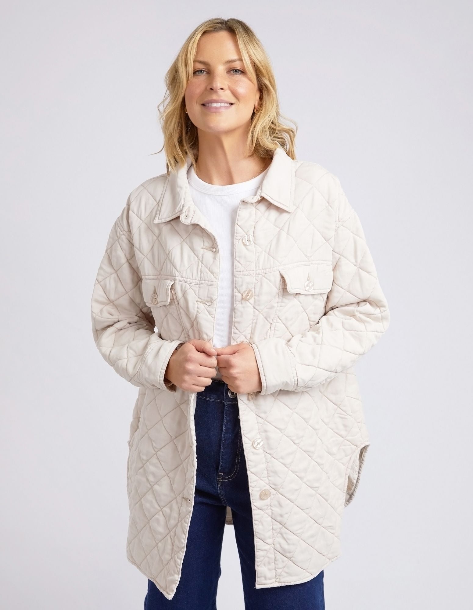 Elm Katie Quilted Shacket [COLOUR:Oat SIZE:S]