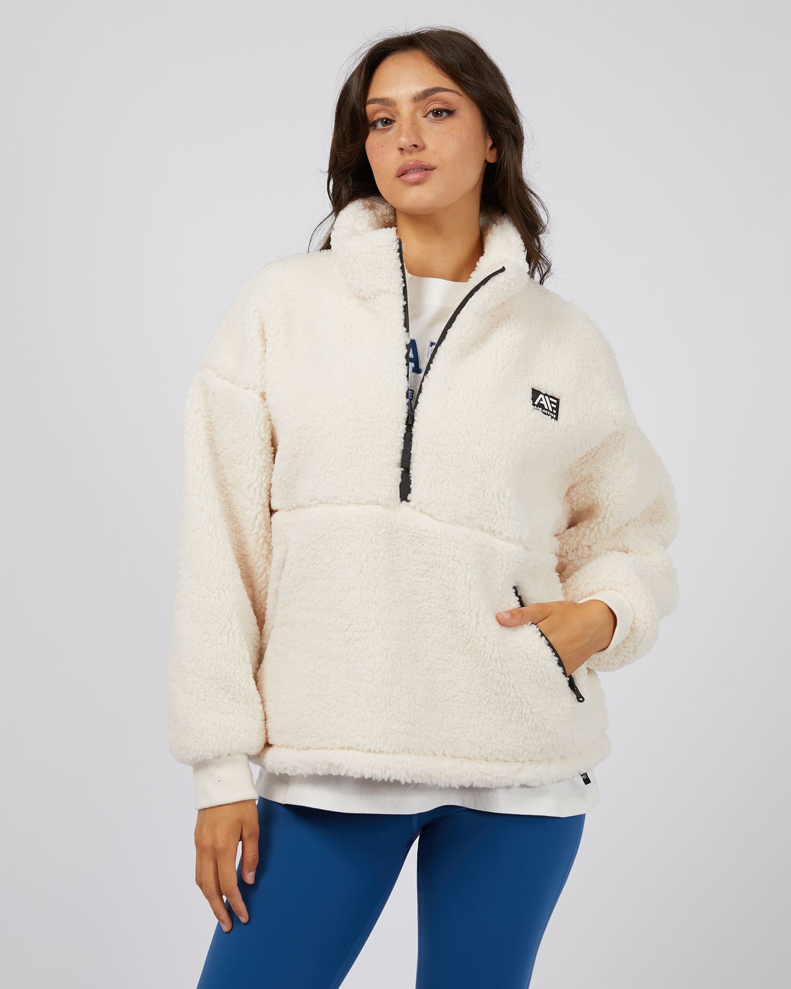 All About Eve Amara Quarter Zip Teddy [COLOUR:Vintage white  SIZE:6]