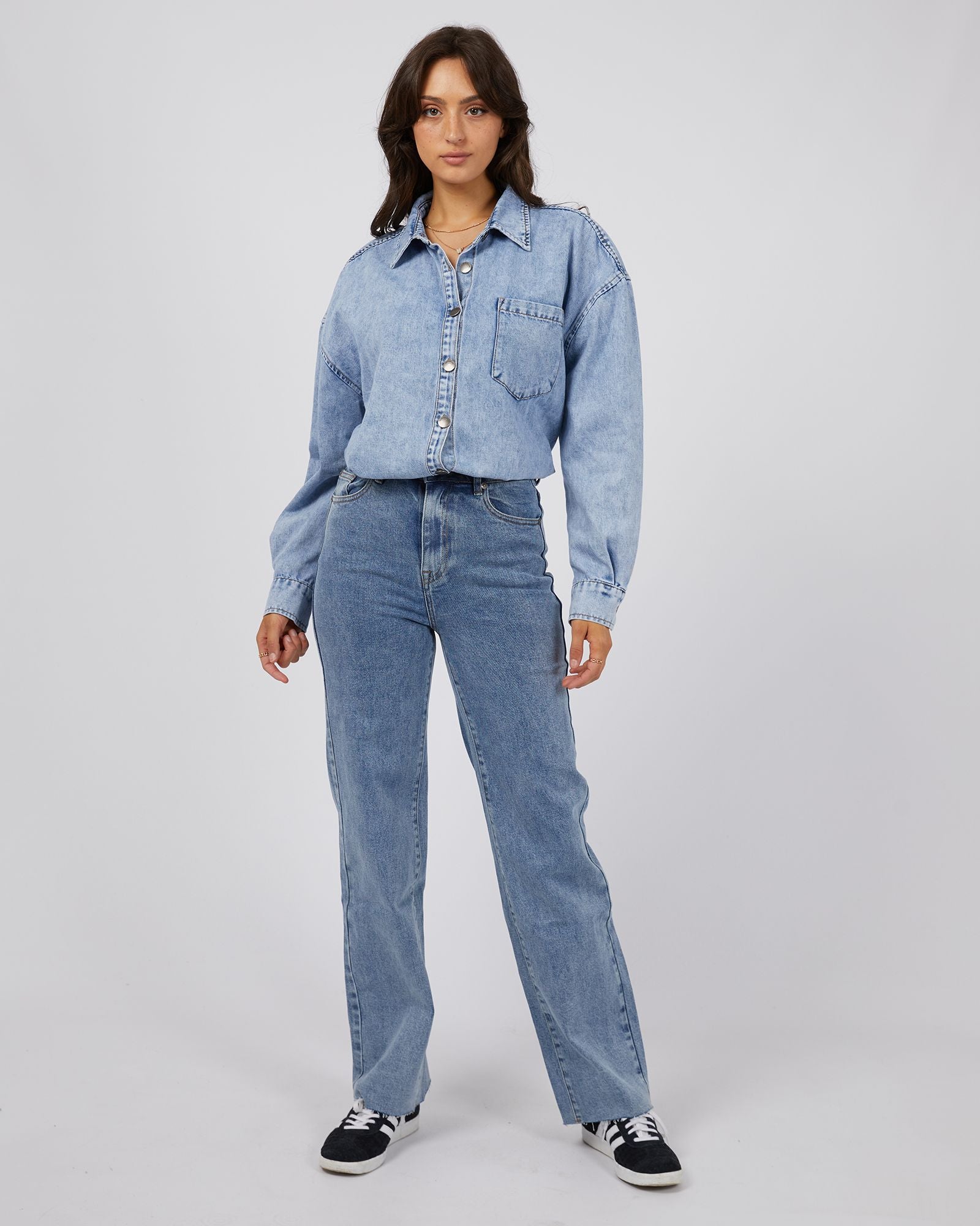 All About Eve Maci Denim Shirt [COLOUR:Light blue SIZE:6]