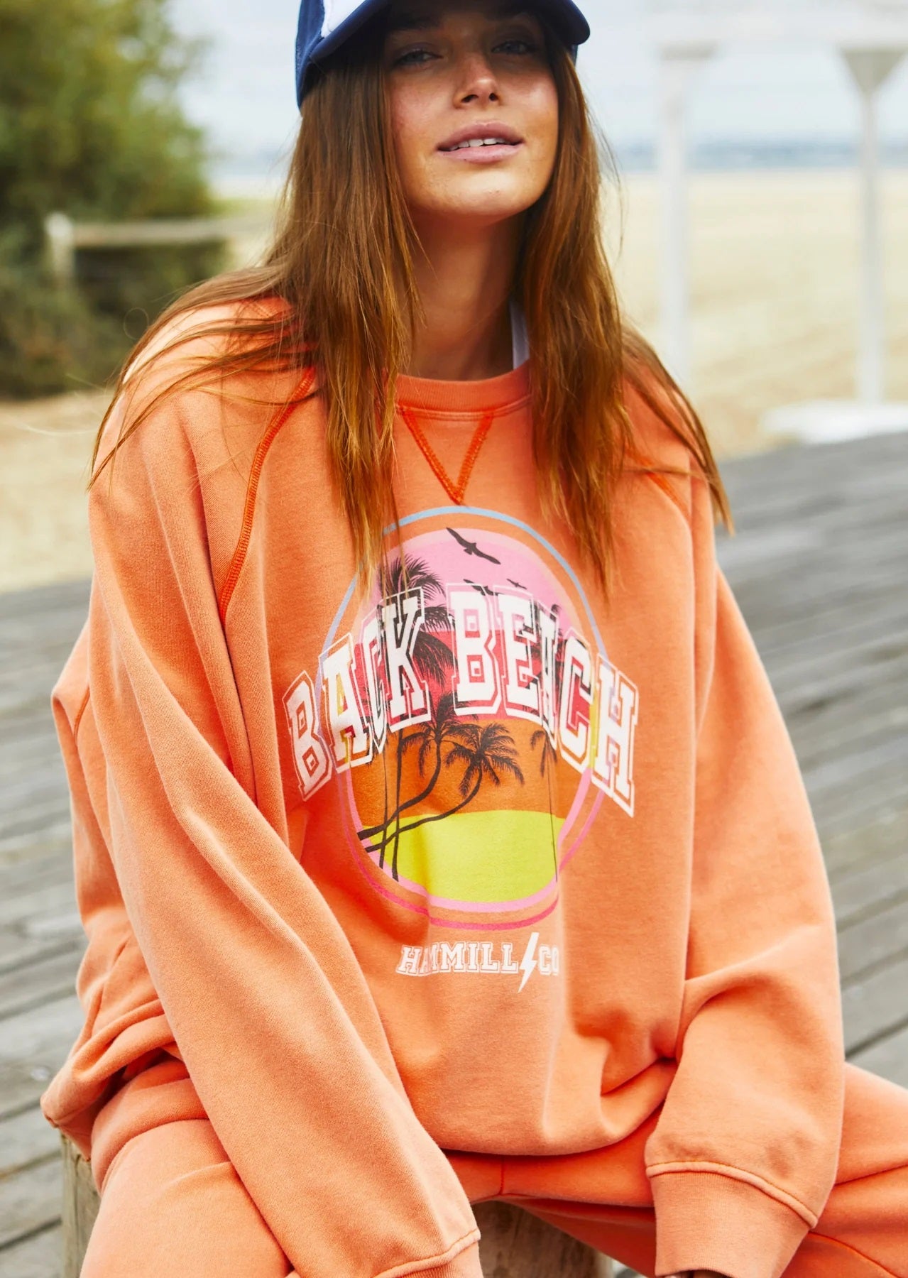 Hammill & Co Vintage Back Beach Sweat [COLOUR:Faded Orange SIZE:S]