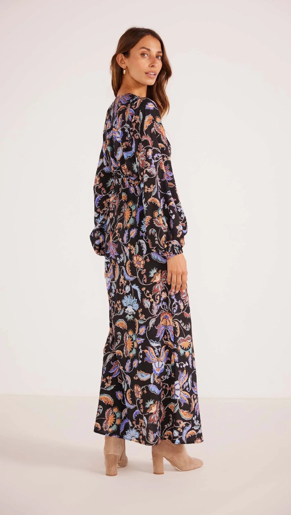 MinkPink Celeste Long Sleeve Midi Dress [COLOUR:Chintz Floral SIZE:XS]