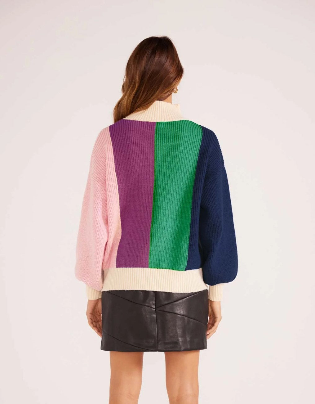 MinkPink Zia Colour Block Knit Jumper [COLOUR:Sapphire/Emerald SIZE:XS]