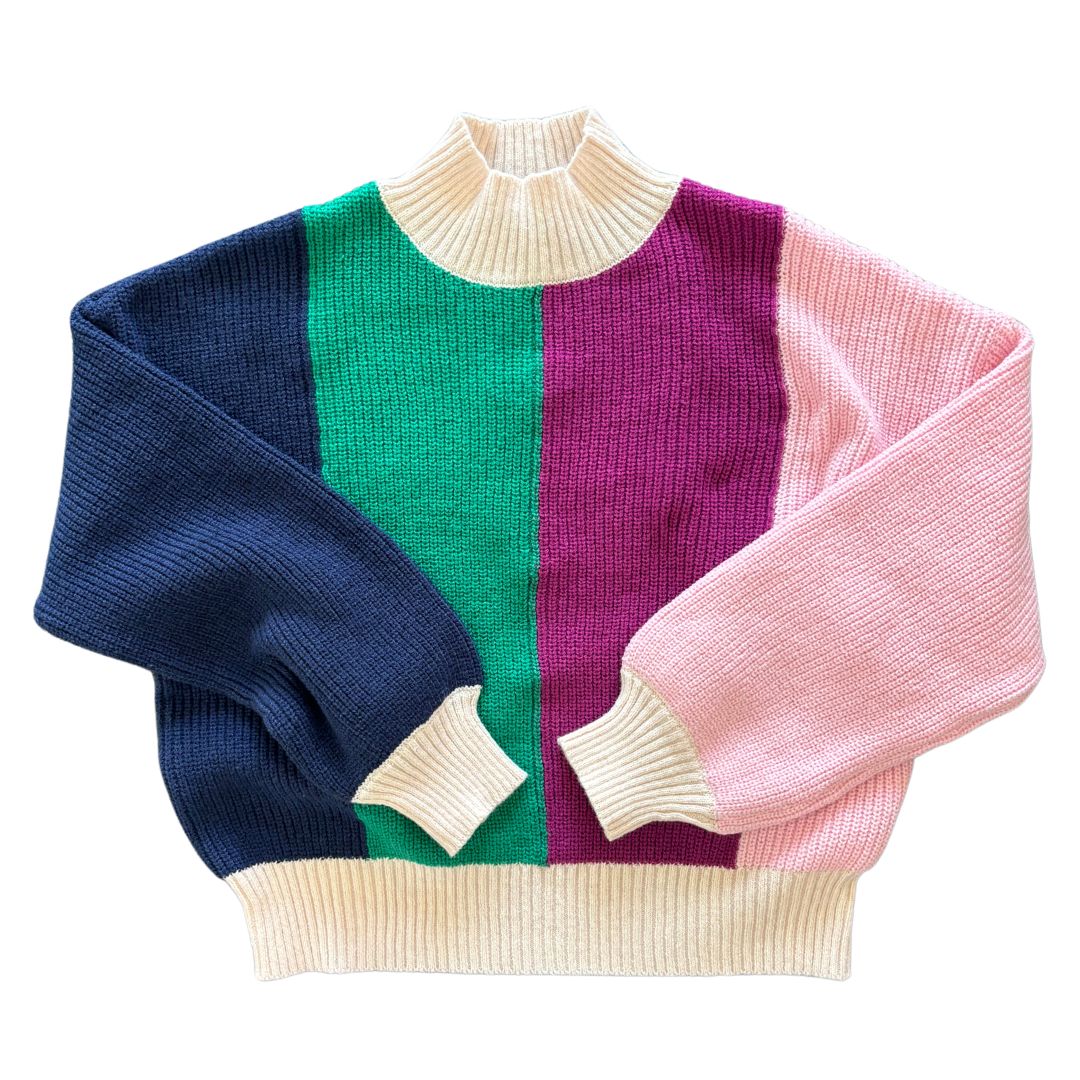 MinkPink Zia Colour Block Knit Jumper [COLOUR:Sapphire/Emerald SIZE:XS]