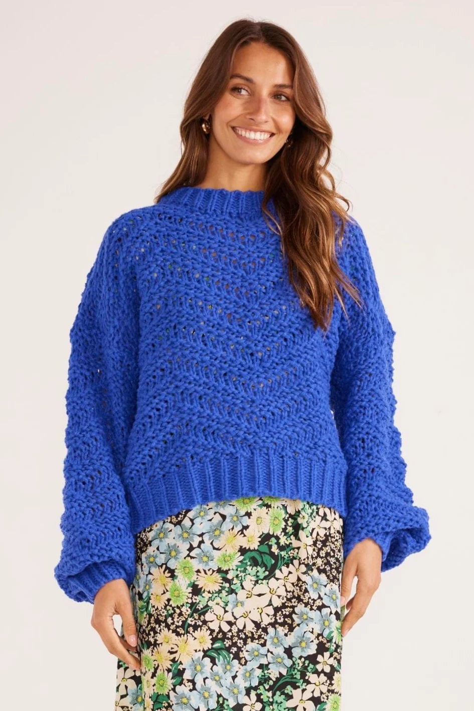 MinkPink Luna Zig-Zag Knit Jumper [COLOUR:Sapphire SIZE:XS]