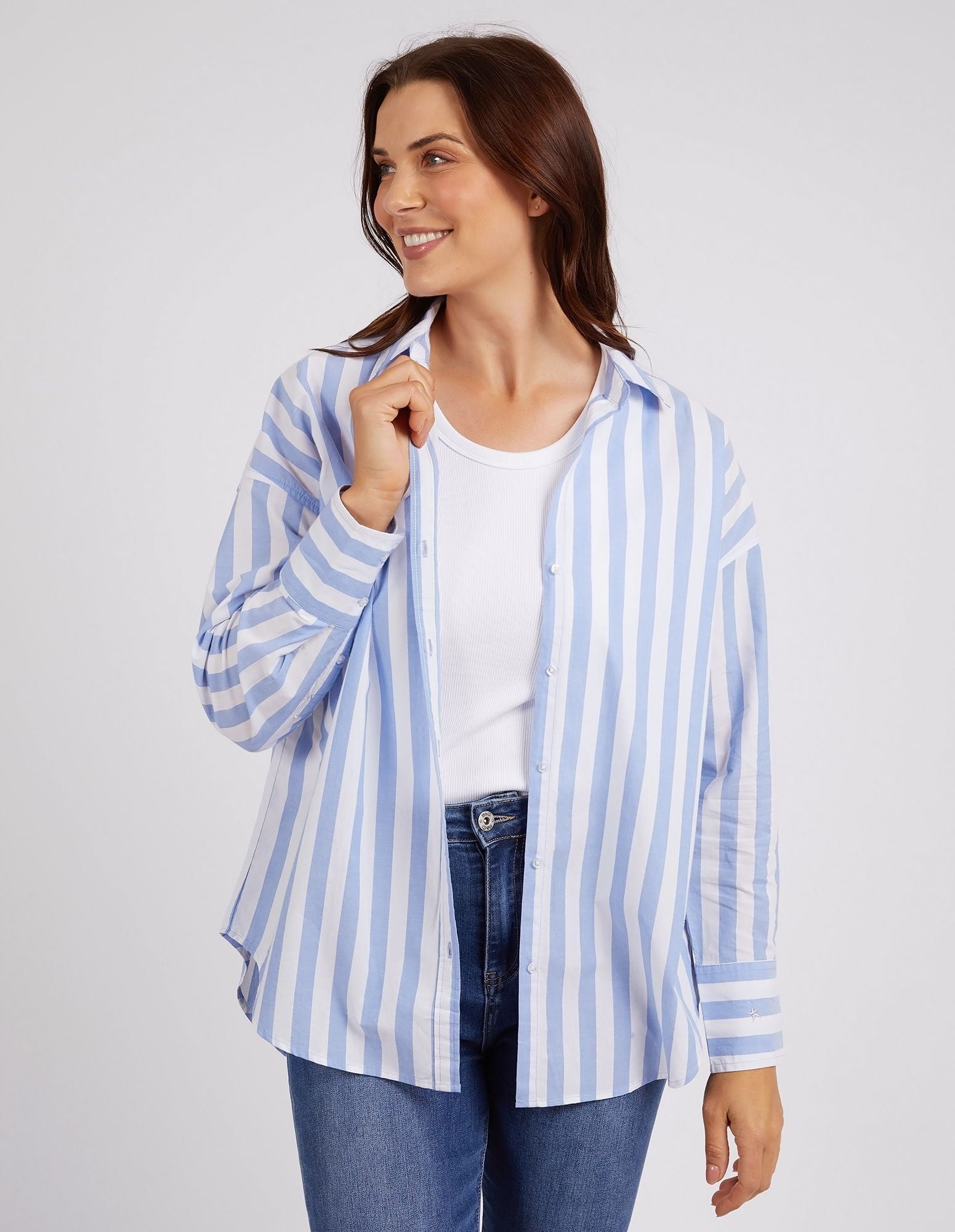 Elm Delia Stripe Shirt [COLOUR:Blue/White Stripe SIZE:8]