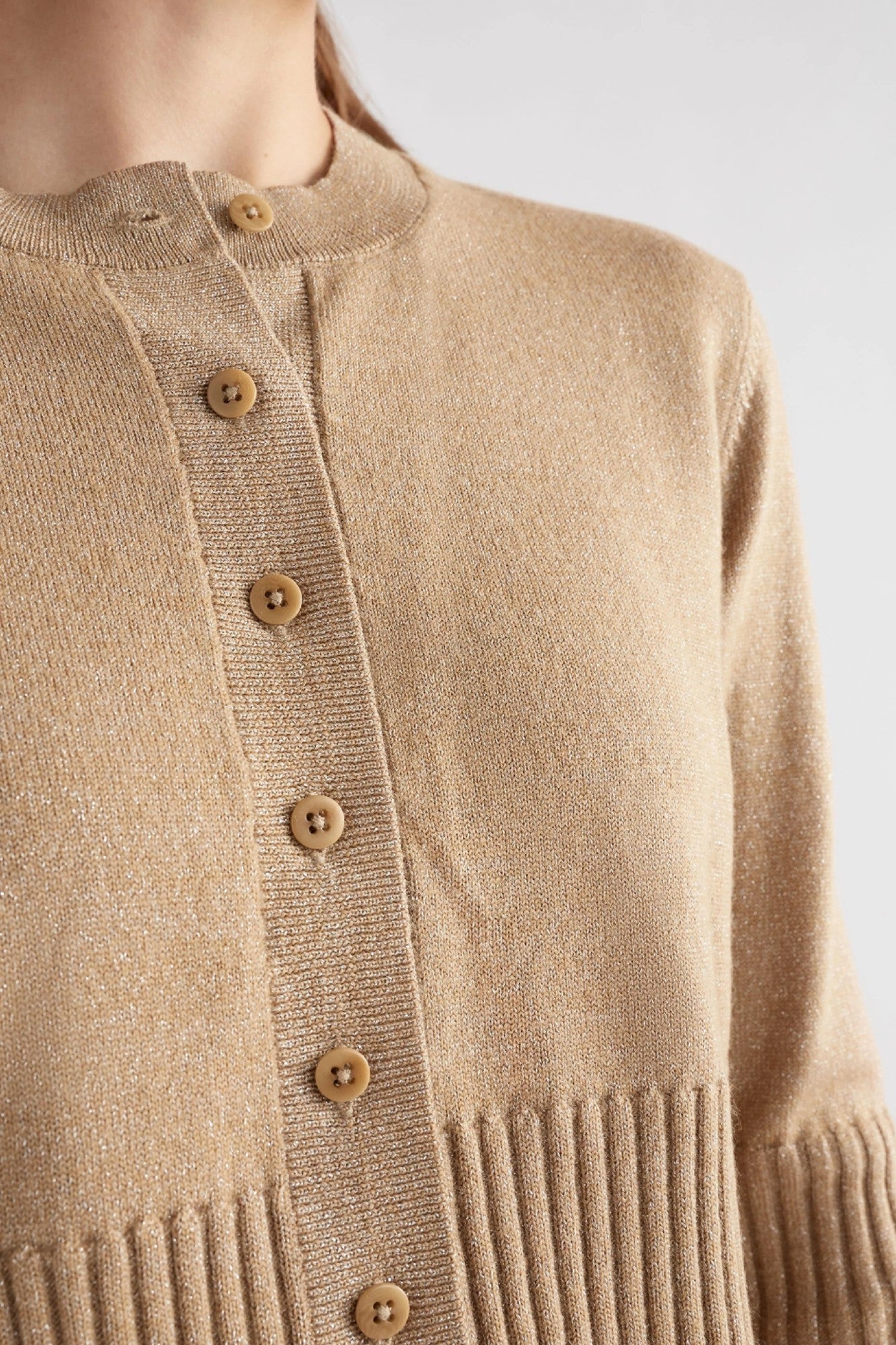 Elk Finby Metallic Cardi [COLOUR:Metallic Gold SIZE:Xs/s]