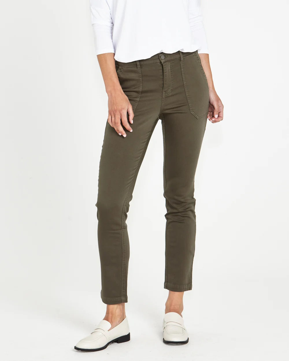 Betty Basics Roxette Stretch Chino Jogger [COLOUR:Khaki SIZE:10]