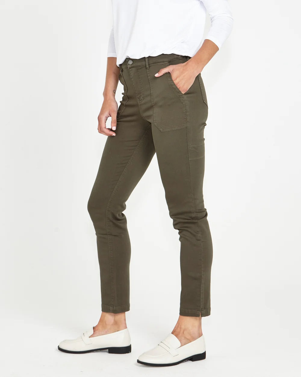 Betty Basics Roxette Stretch Chino Jogger [COLOUR:Khaki SIZE:10]