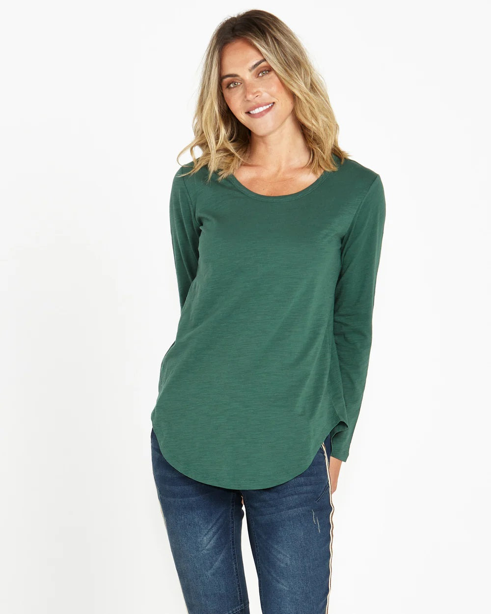 Betty Basics Megan Long Sleeve Top [COLOUR:Dark green SIZE:10]