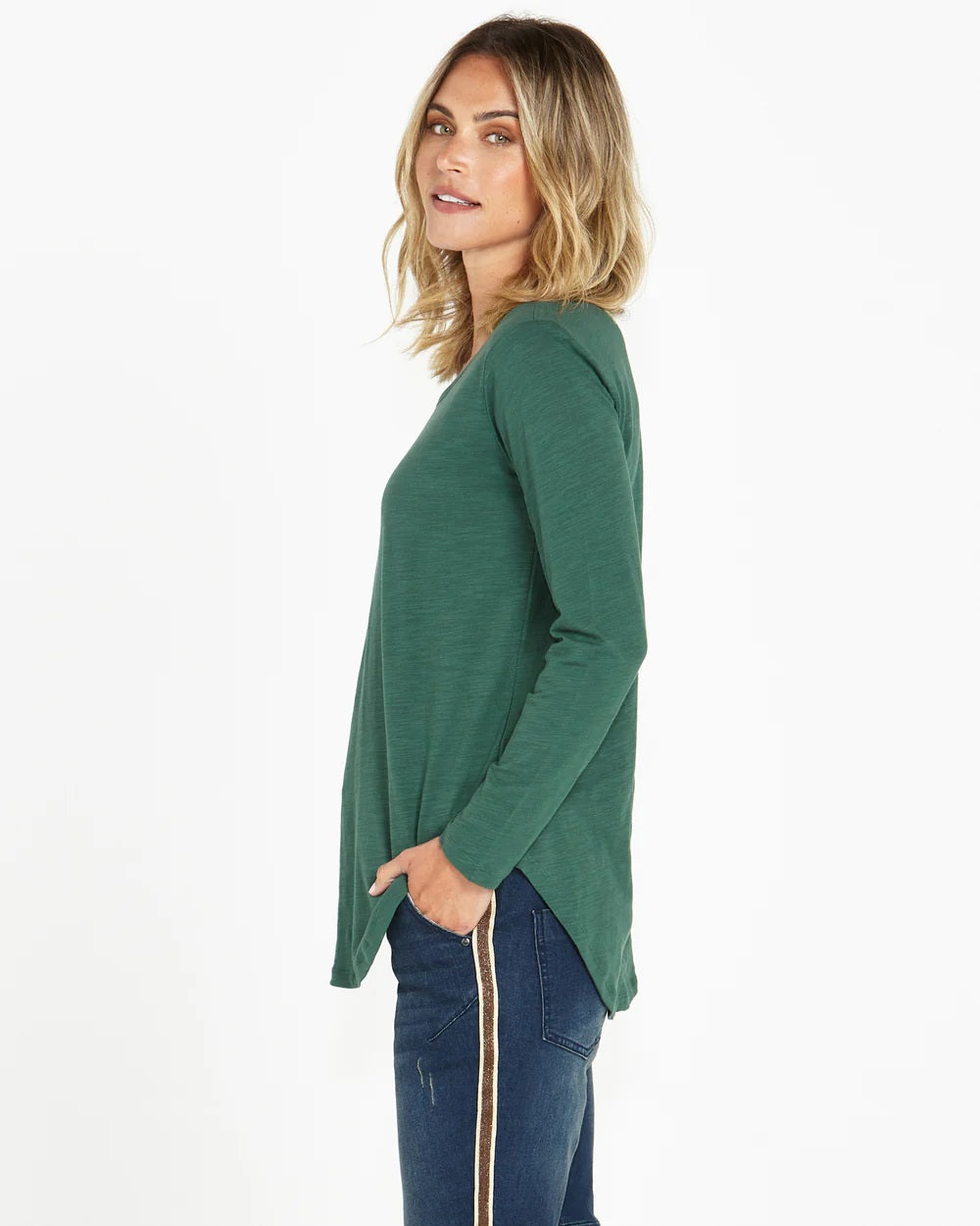 Betty Basics Megan Long Sleeve Top [COLOUR:Dark green SIZE:10]