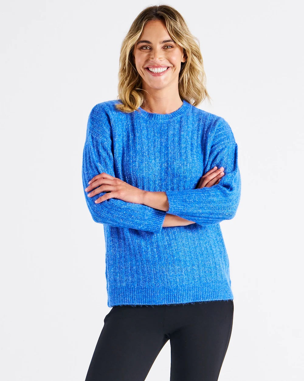 Betty Basics Kayla Knit Jumper [COLOUR:Horizon Blue SIZE:S]