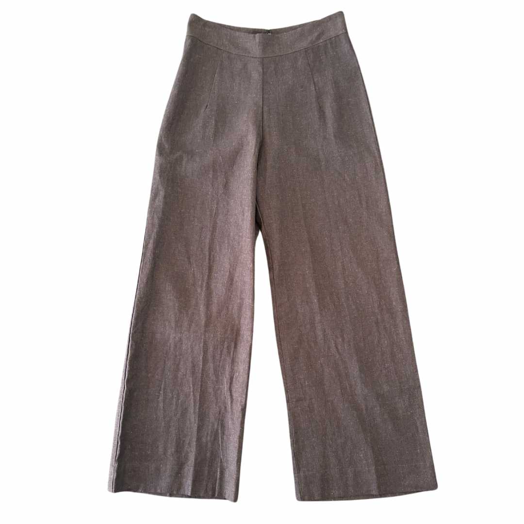 Carbon Joshua Linen High Waisted Pant [COLOUR:Dark Chocolate SIZE:8]