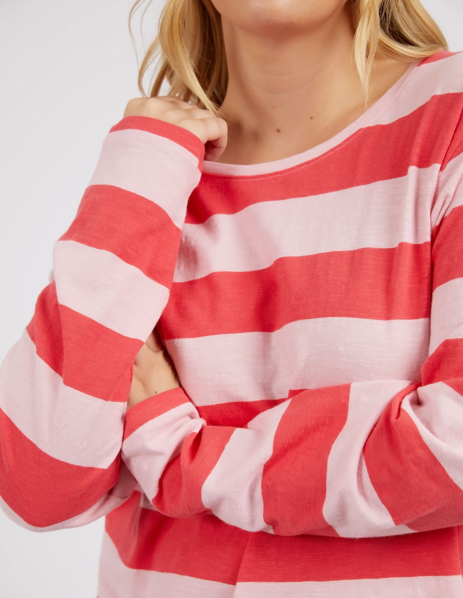 Elm Spritz Stripe L/S Tee [COLOUR:Coral SIZE:8]