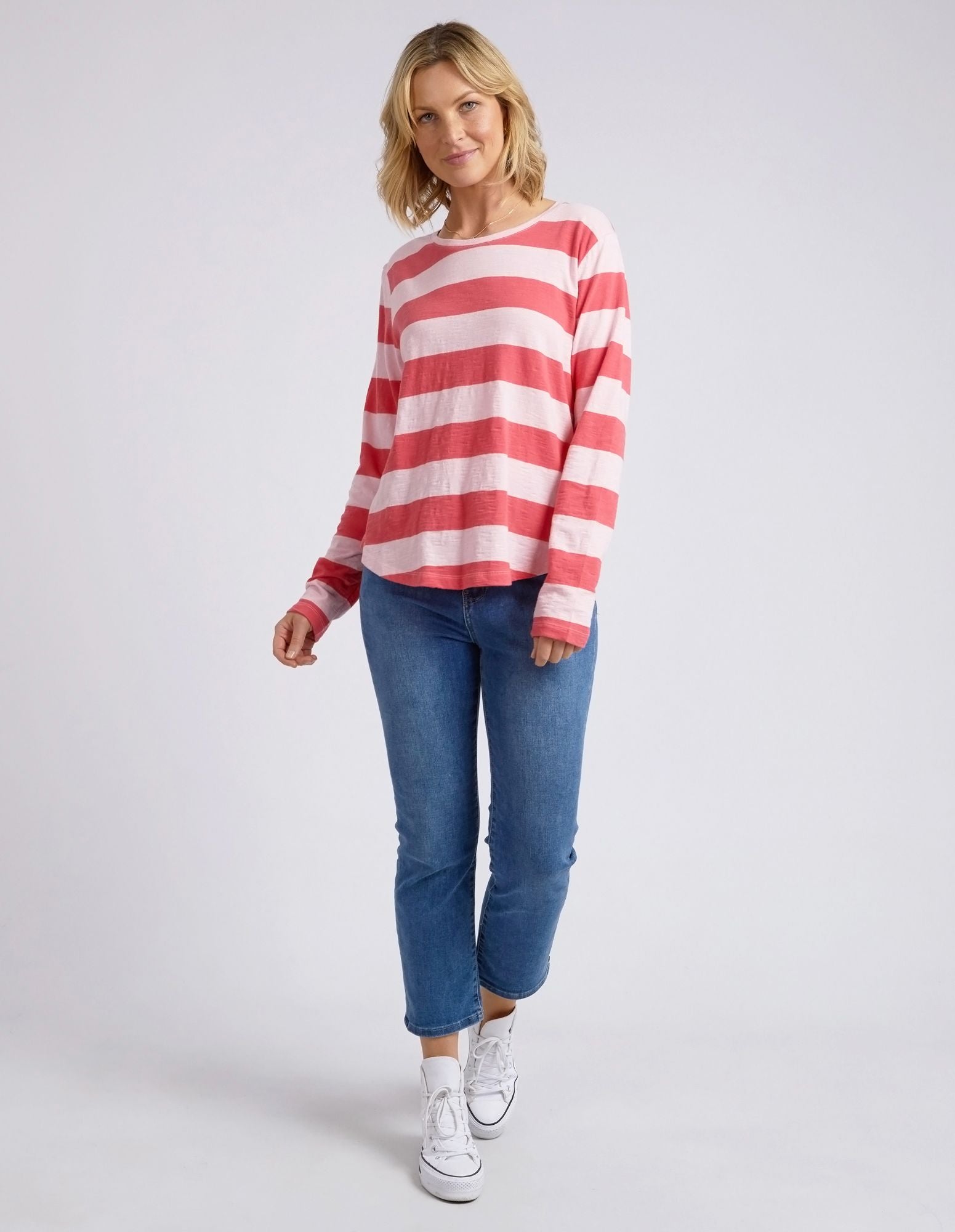 Elm Spritz Stripe L/S Tee [COLOUR:Coral SIZE:8]