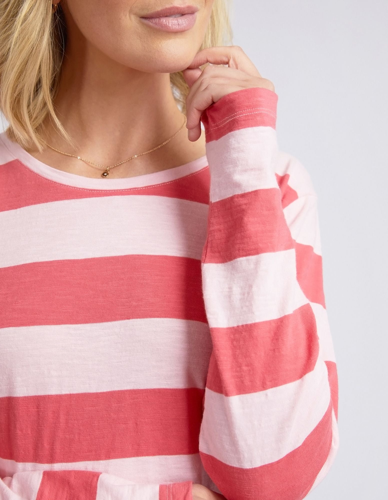 Elm Spritz Stripe L/S Tee [COLOUR:Coral SIZE:8]