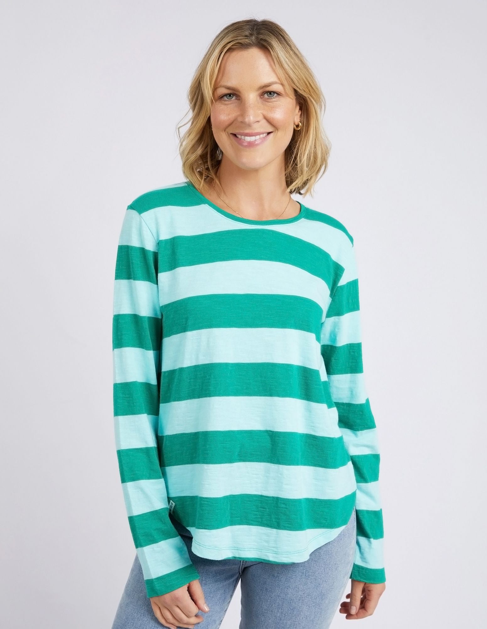 Elm Spritz Stripe L/S Tee [COLOUR:Goodness Green SIZE:8]