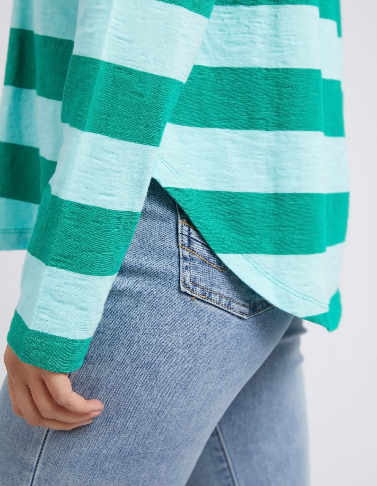 Elm Spritz Stripe L/S Tee [COLOUR:Goodness Green SIZE:8]