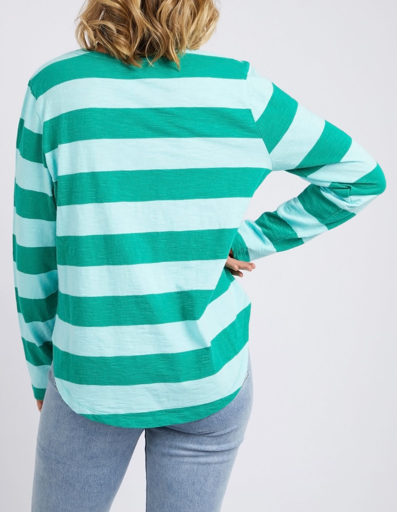 Elm Spritz Stripe L/S Tee [COLOUR:Goodness Green SIZE:8]