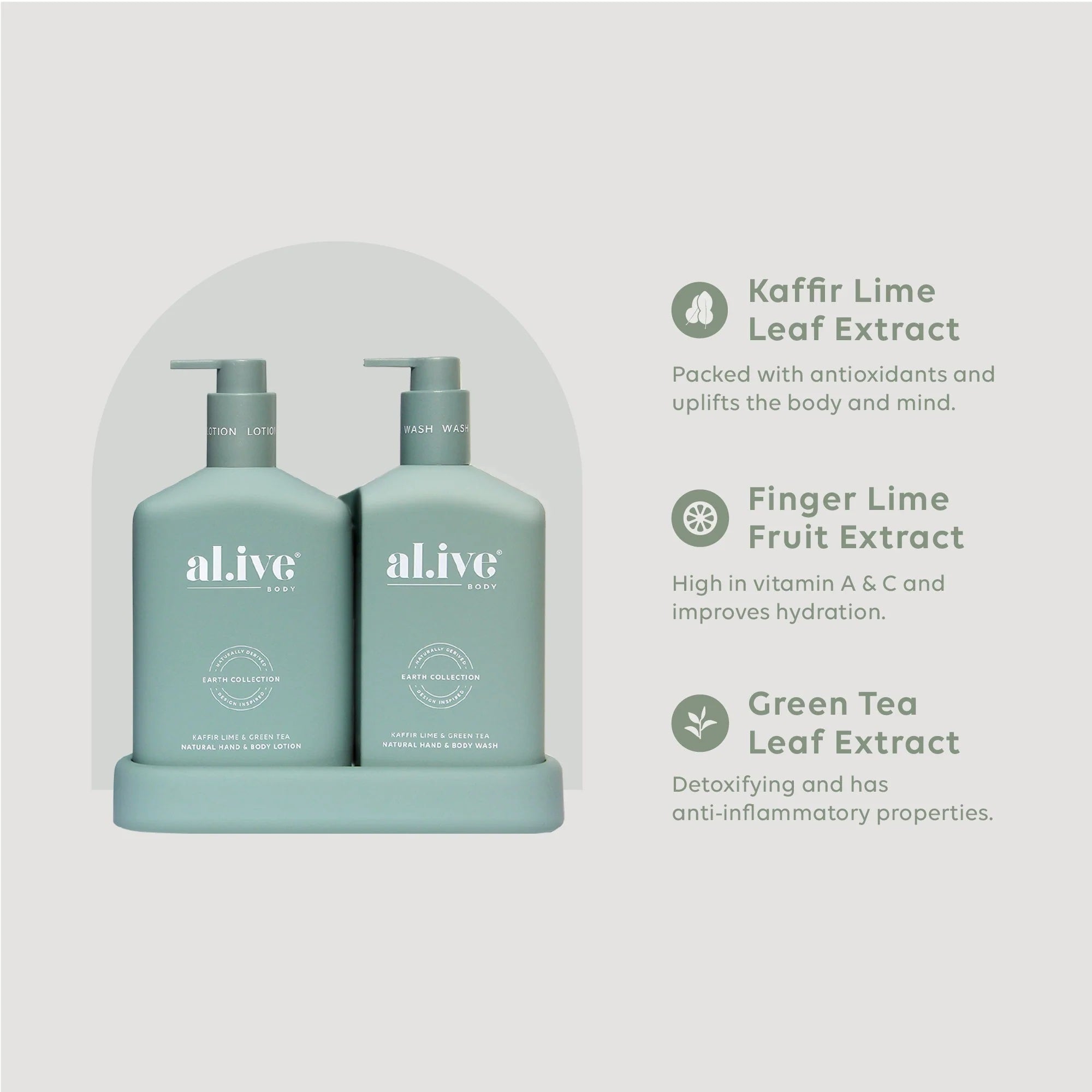 Al.ive Body Wash & Lotion Duo Pack - Kaffir Lime & Green Tea 