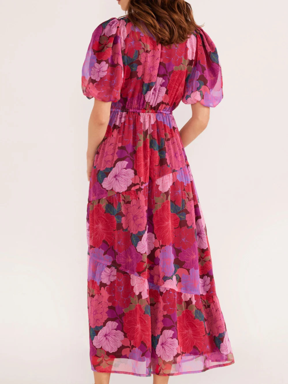 MinkPink Lexie Tiered Midi Dress [COLOUR:Floral Blooms SIZE:S]