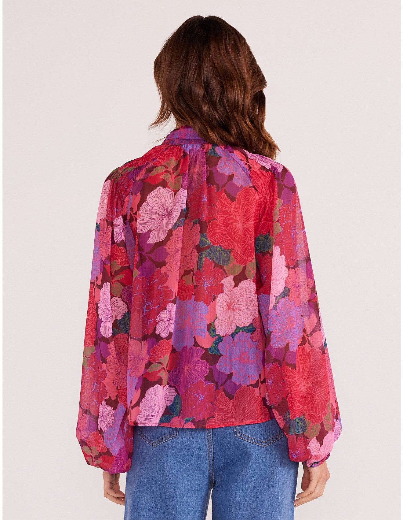 MinkPink Lexie Long Sleeve Blouse [COLOUR:Floral Blooms SIZE:S]