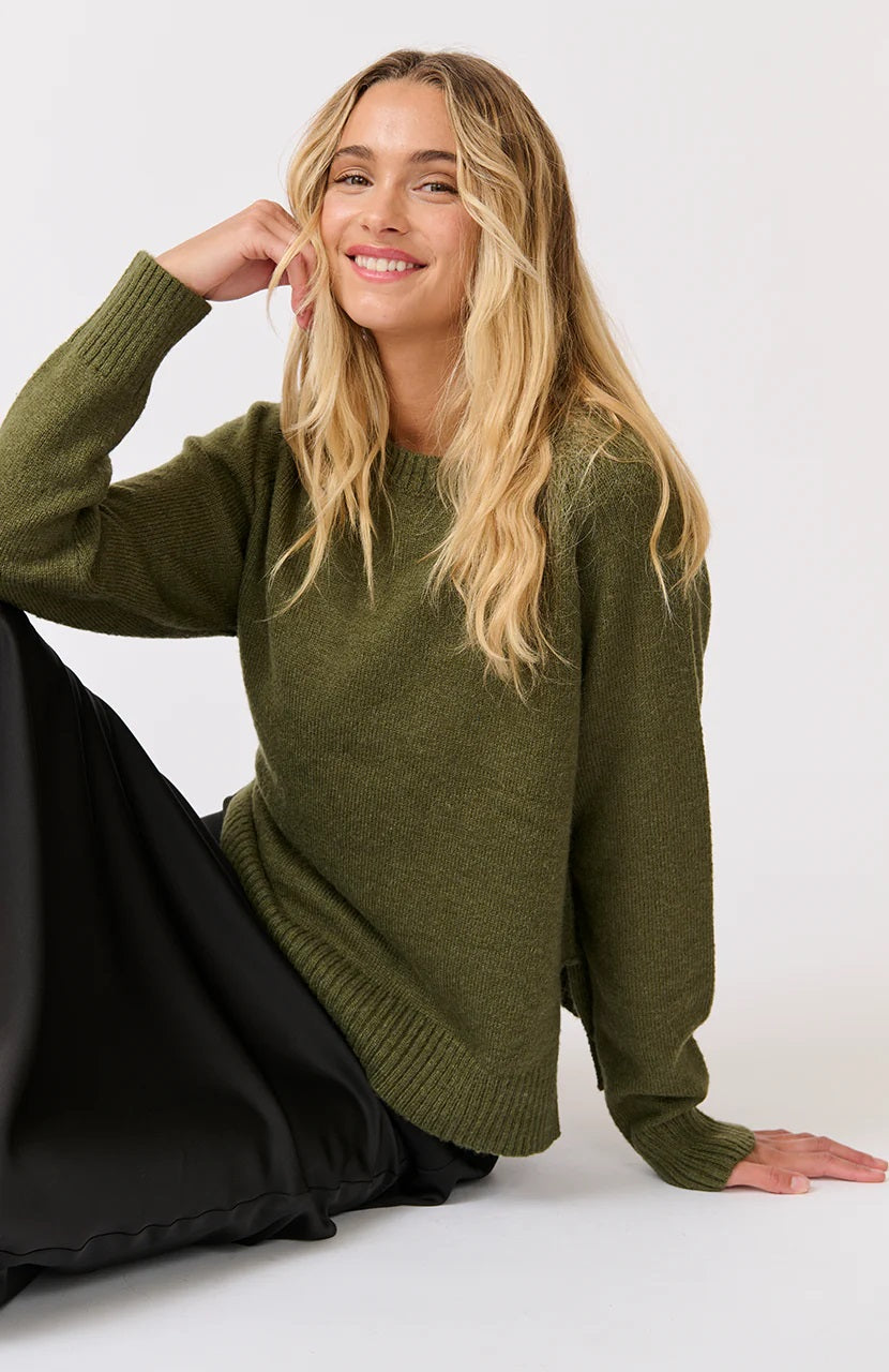 Cartel & Willow Tory Knit Sweater [COLOUR:Khaki SIZE:XS]