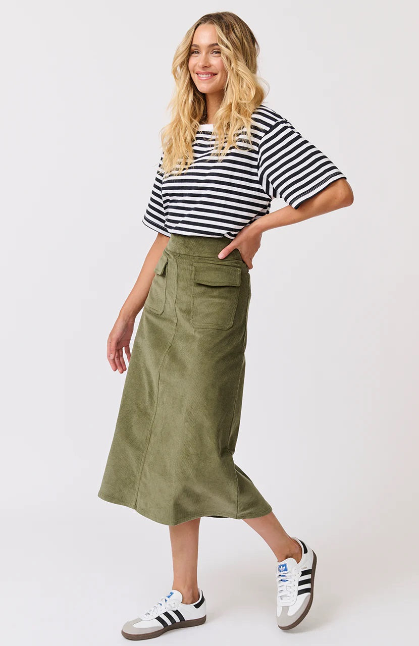 Cartel & Willow Astrid Skirt [COLOUR:Thyme green SIZE:XS]