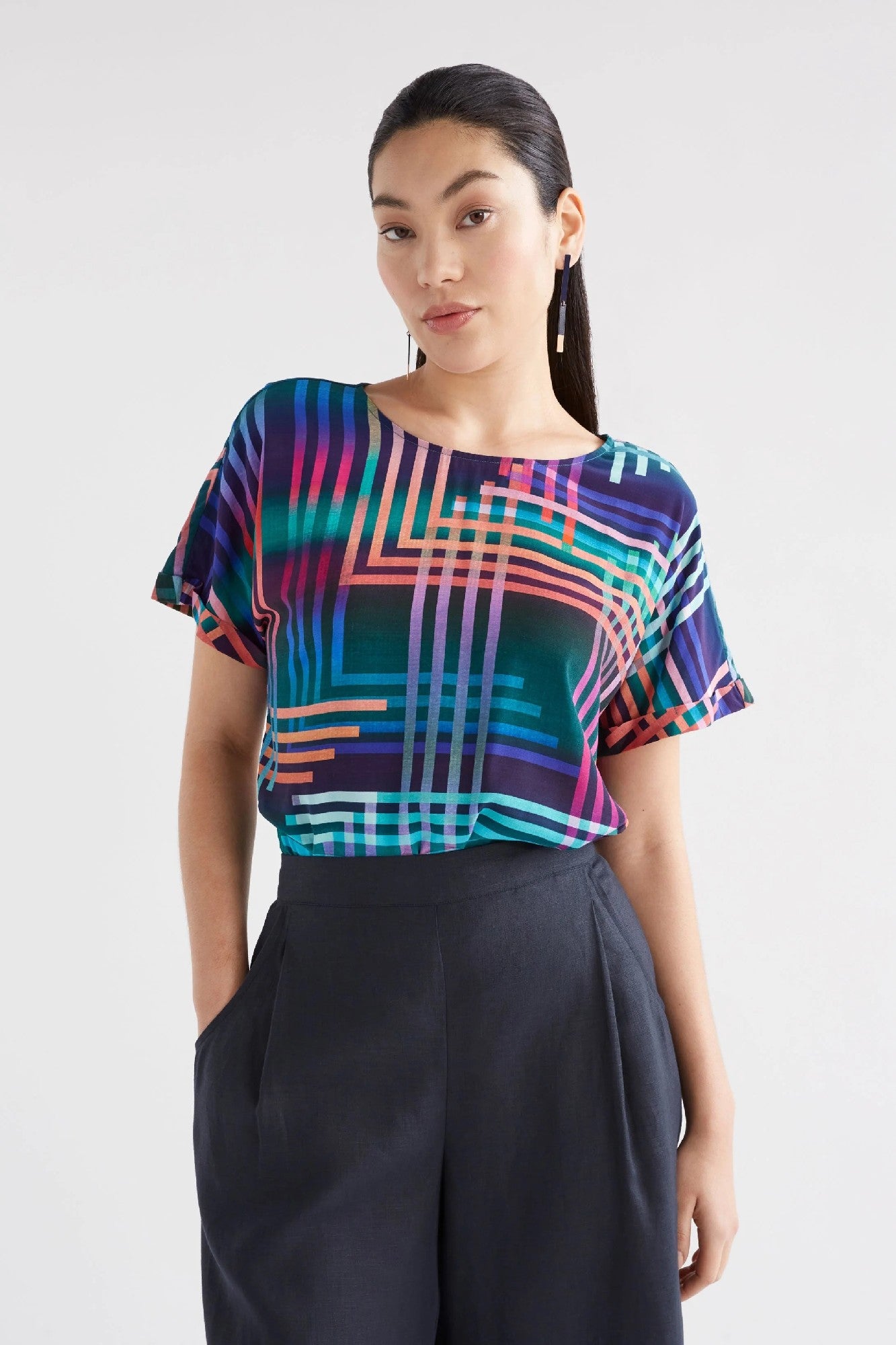 Elk Eryn Top [COLOUR:Navy Ligheten Print SIZE:10]