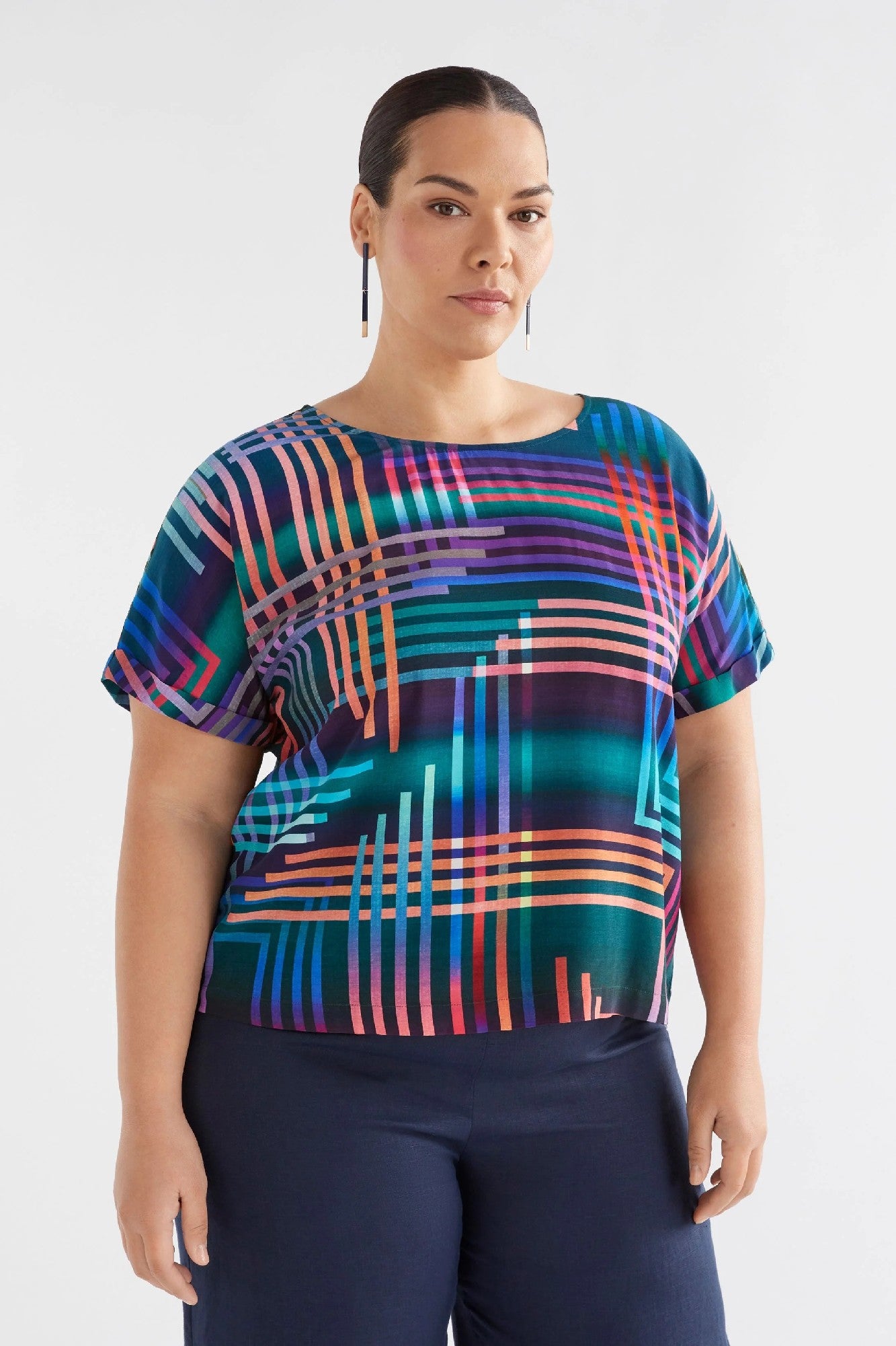 Elk Eryn Top [COLOUR:Navy Ligheten Print SIZE:10]