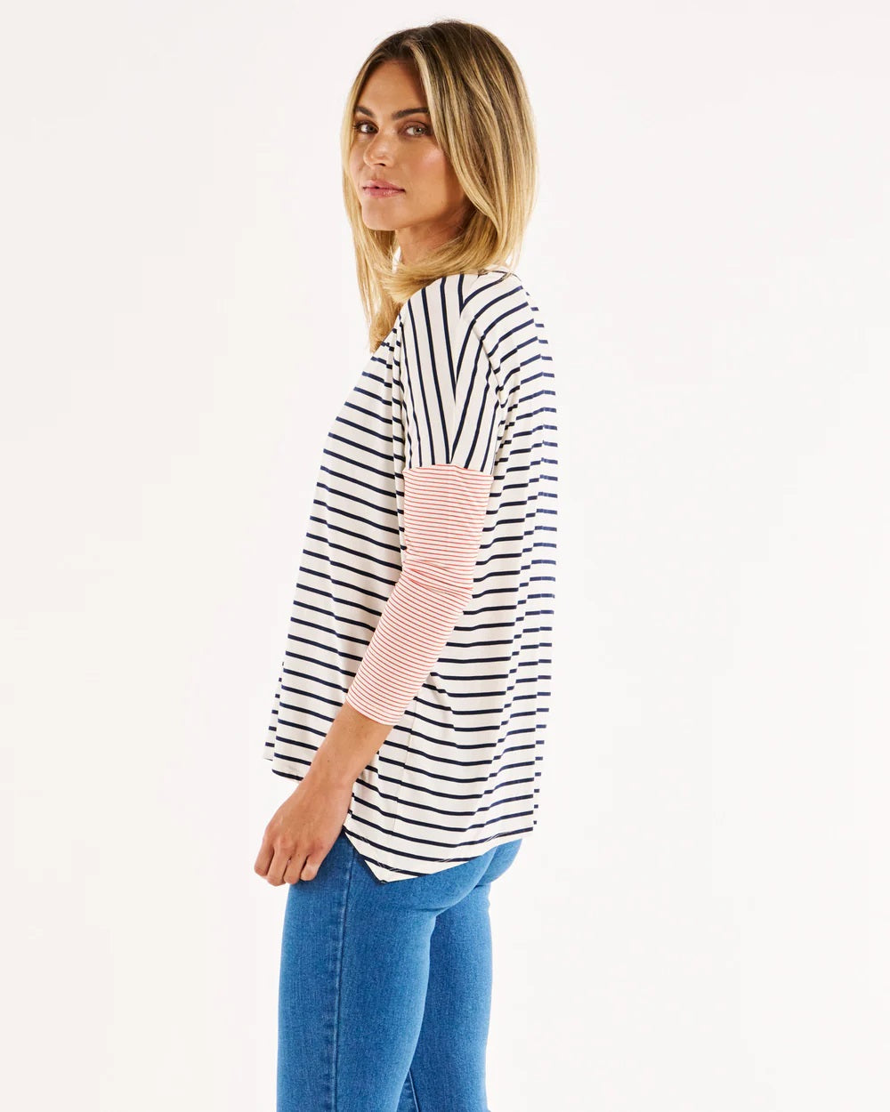 Betty Basics Geneva Tee [COLOUR:Blue/Red Stripe SIZE:8]