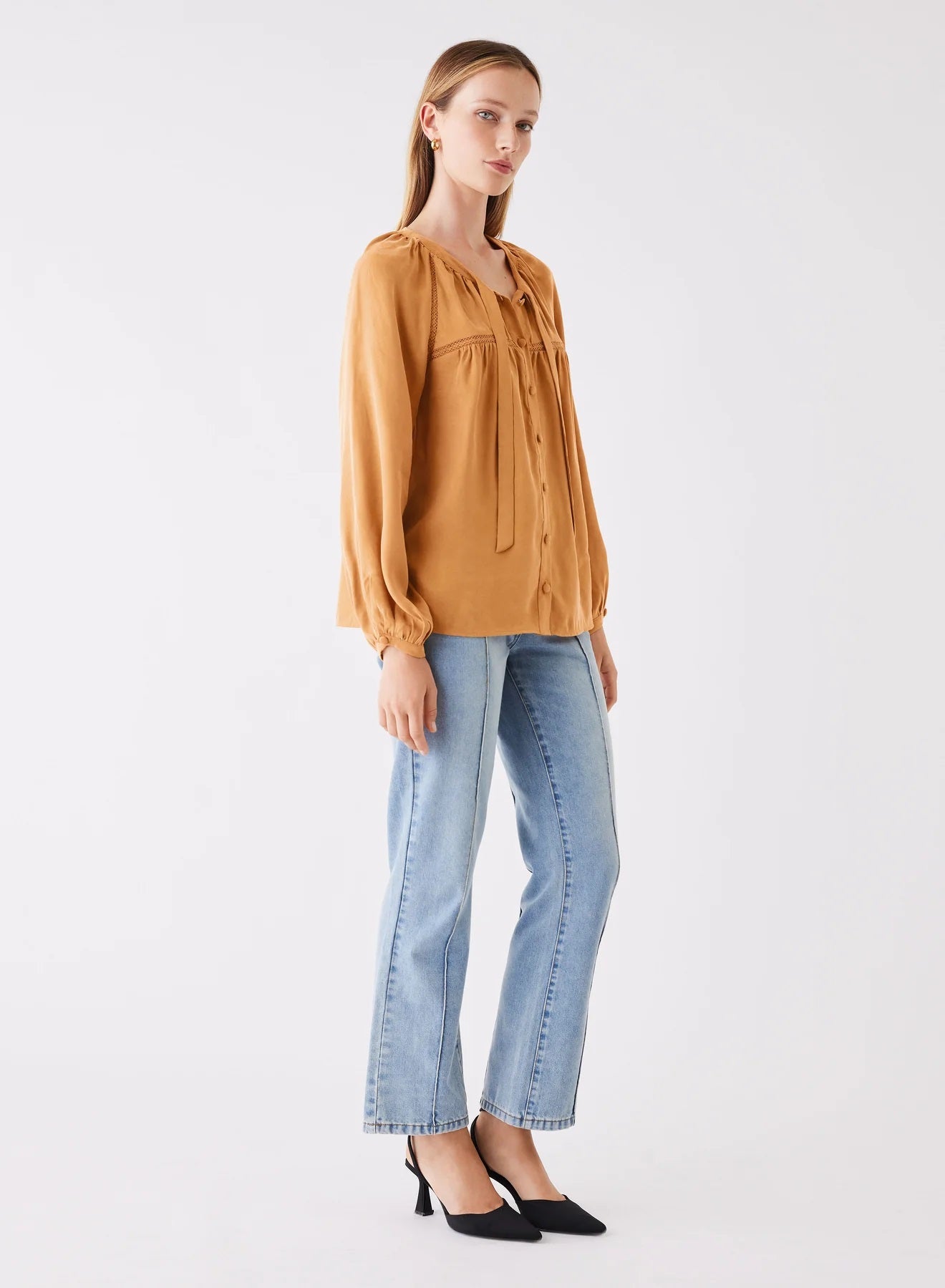 Esmaee Compass Blouse [COLOUR:Mustard SIZE:XS]