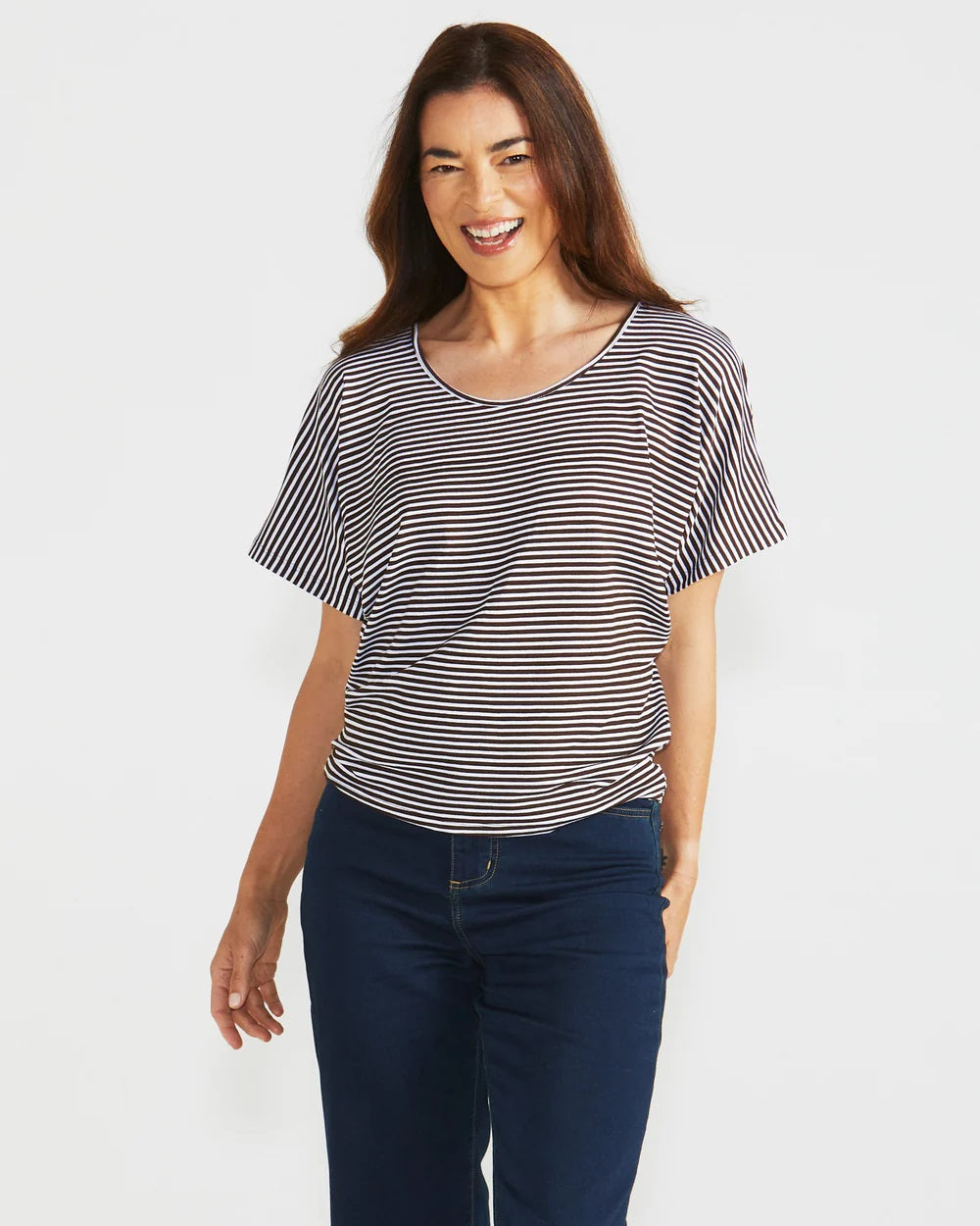 Betty Basics Maui Tee [COLOUR:Nutmeg Stripe SIZE:8]