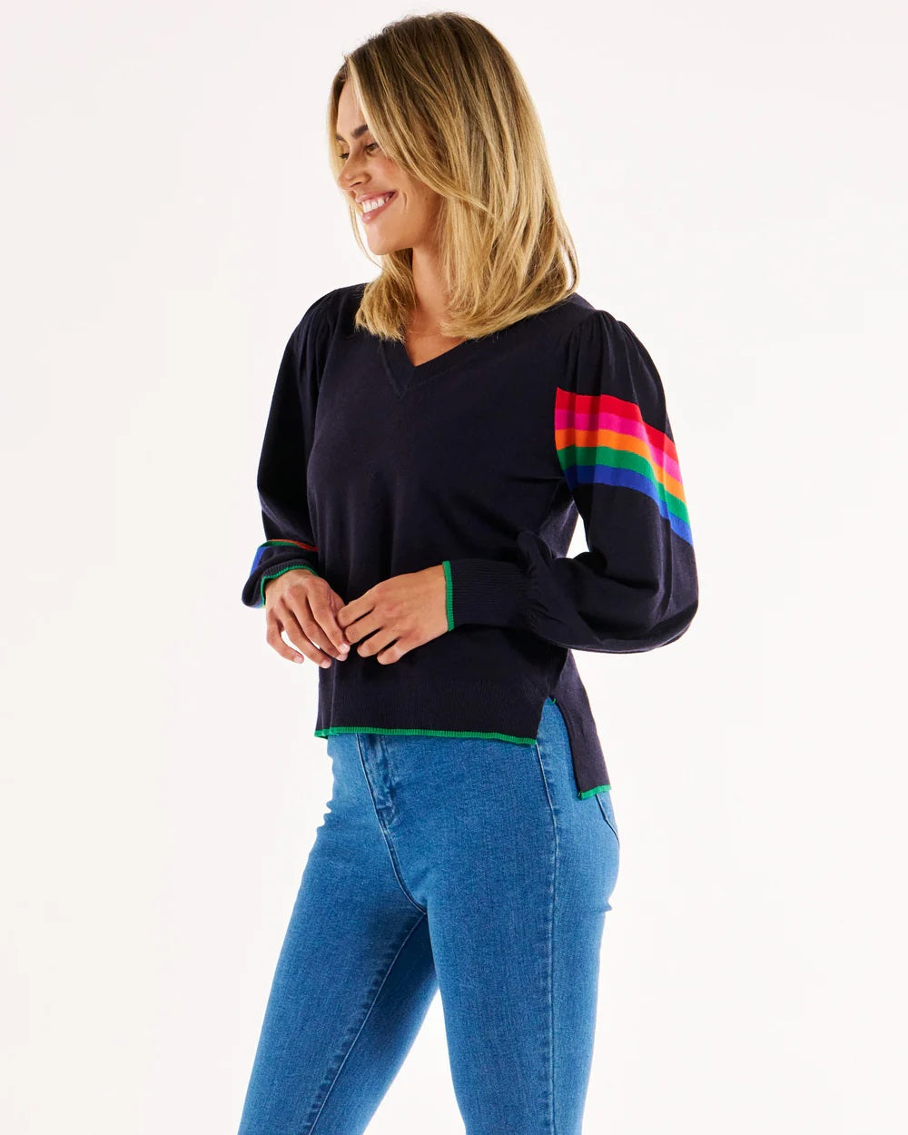 Betty Basics Tori Jumper [COLOUR:Navy rainbow SIZE:S]