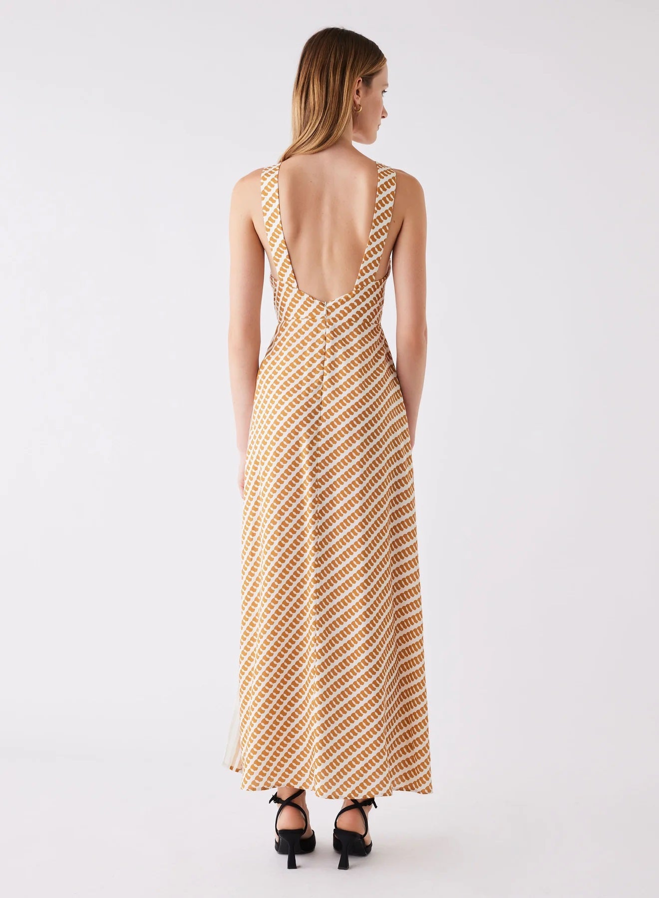 Esmaee Retrospective Midi Dress [COLOUR:Mustard Print SIZE:XS]