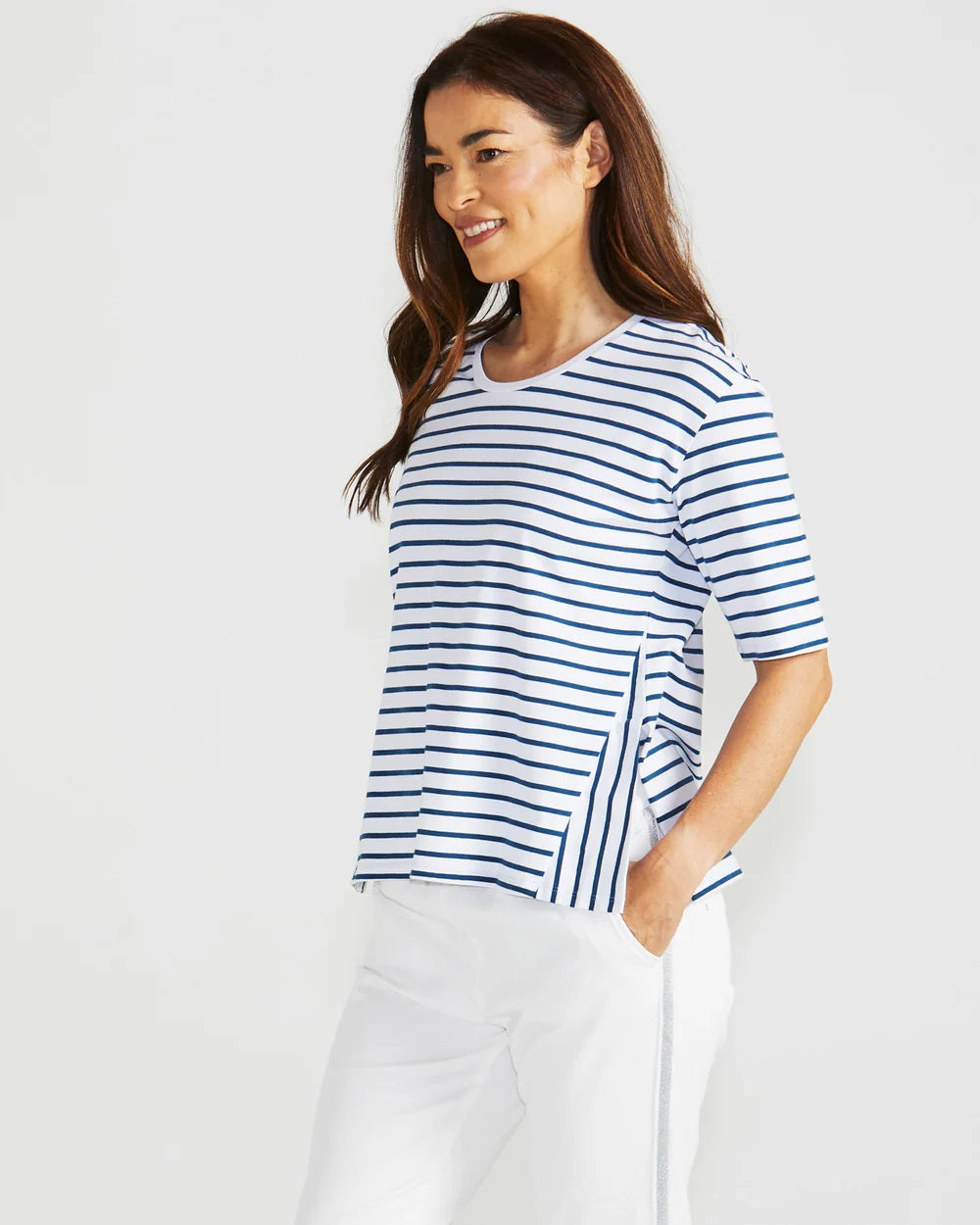 Betty Basics Naomi Tee [COLOUR:Navy stripe SIZE:8]