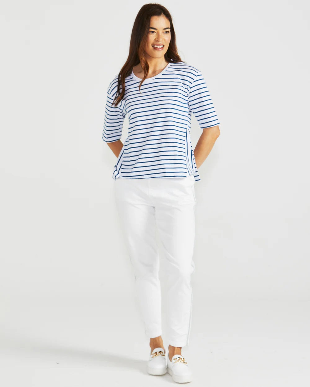 Betty Basics Naomi Tee [COLOUR:Navy stripe SIZE:8]