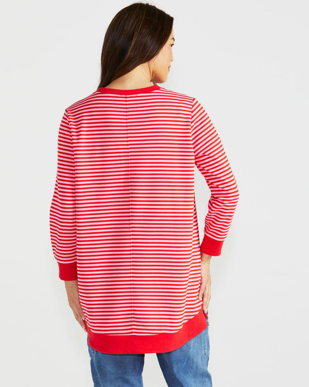 Betty Basics Courtney Stripe Jumper [COLOUR:Cherry Stripe SIZE:6]