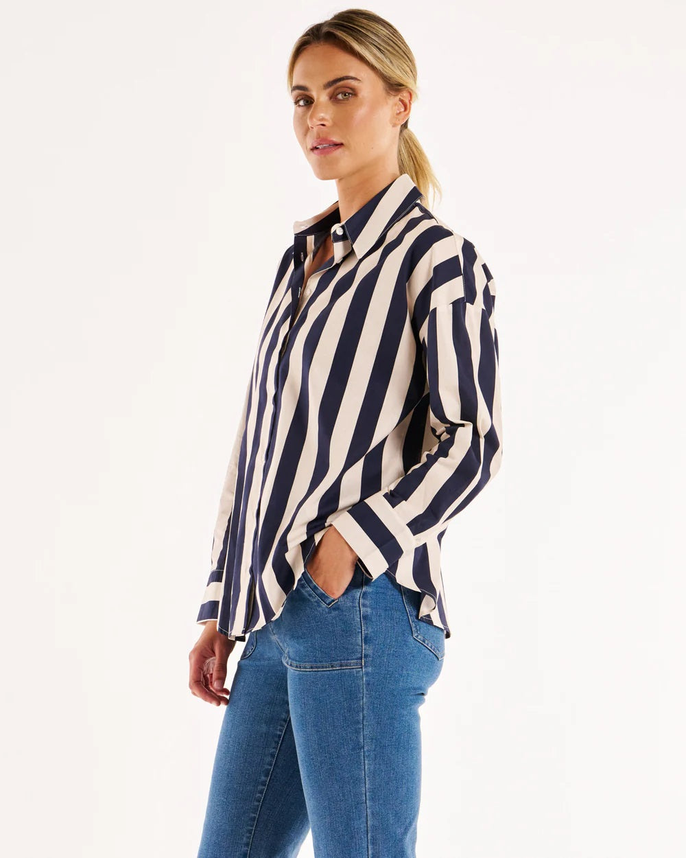 Betty Basics Stripe Shirt [COLOUR:Navy stripe SIZE:8]