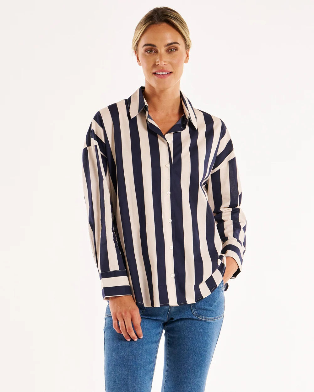 Betty Basics Stripe Shirt [COLOUR:Navy stripe SIZE:8]