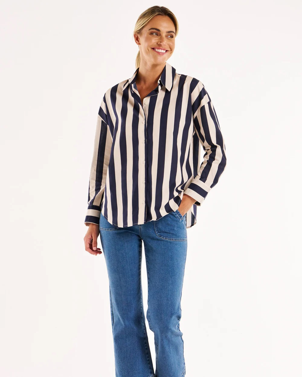 Betty Basics Stripe Shirt [COLOUR:Navy stripe SIZE:8]