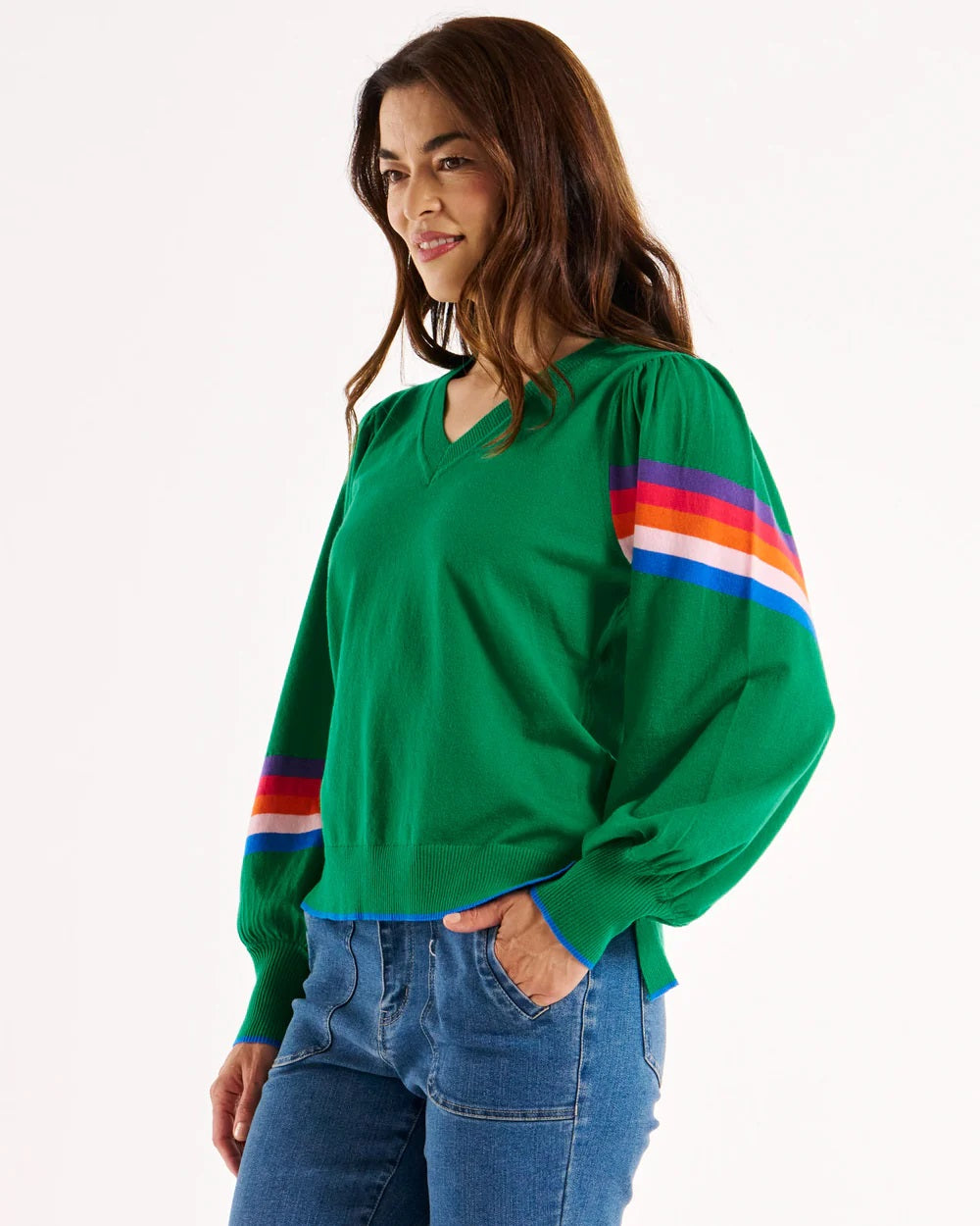 Betty Basics Tori Jumper [COLOUR:Green Rainbow SIZE:S]