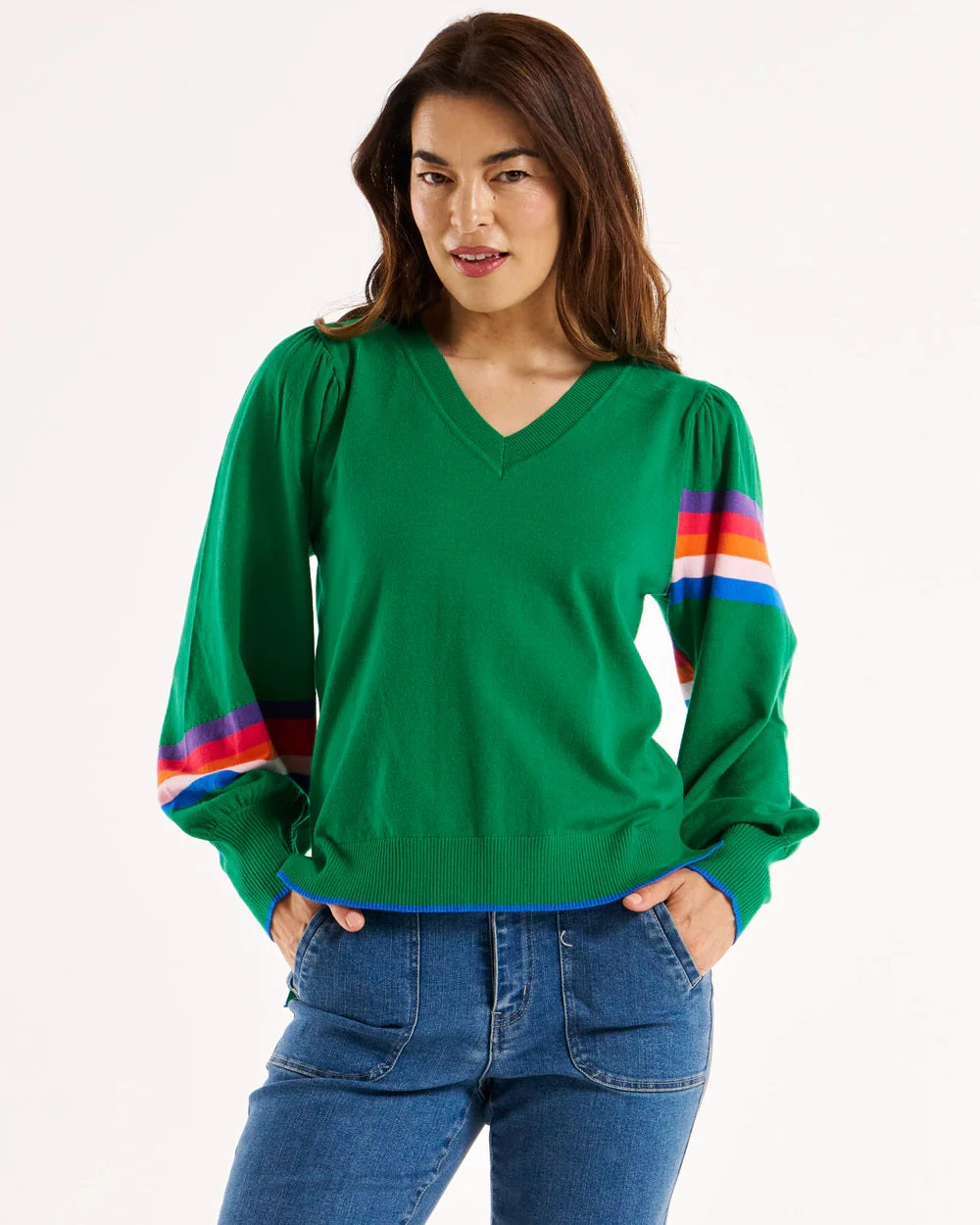 Betty Basics Tori Jumper [COLOUR:Green Rainbow SIZE:S]