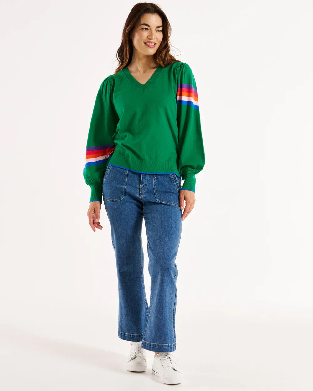 Betty Basics Tori Jumper [COLOUR:Green Rainbow SIZE:S]