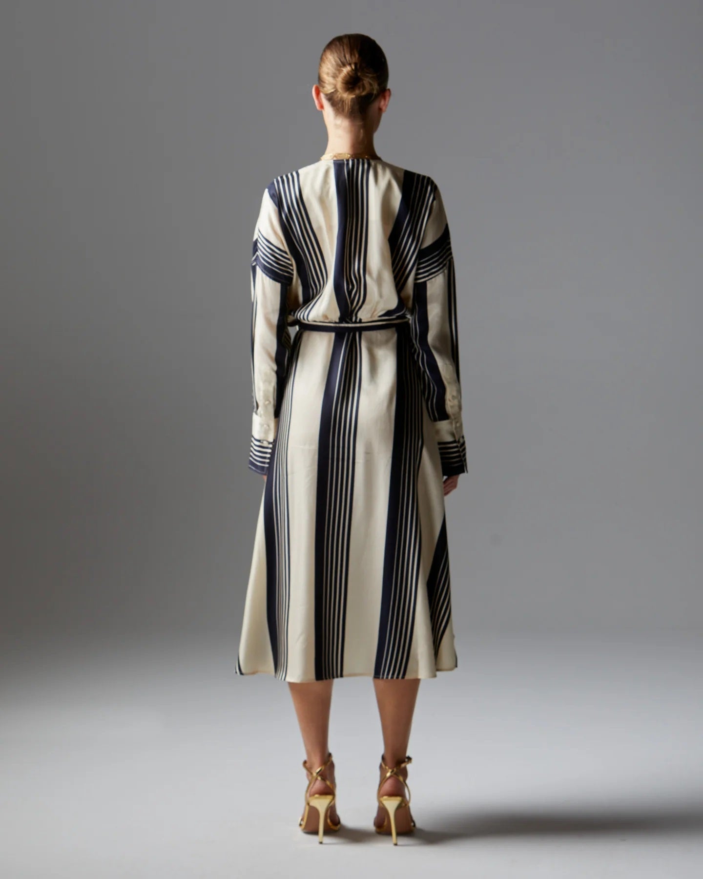 Fate + Becker Heartstopper Wrap Midi Dress [COLOUR:Navy stripe SIZE:8]