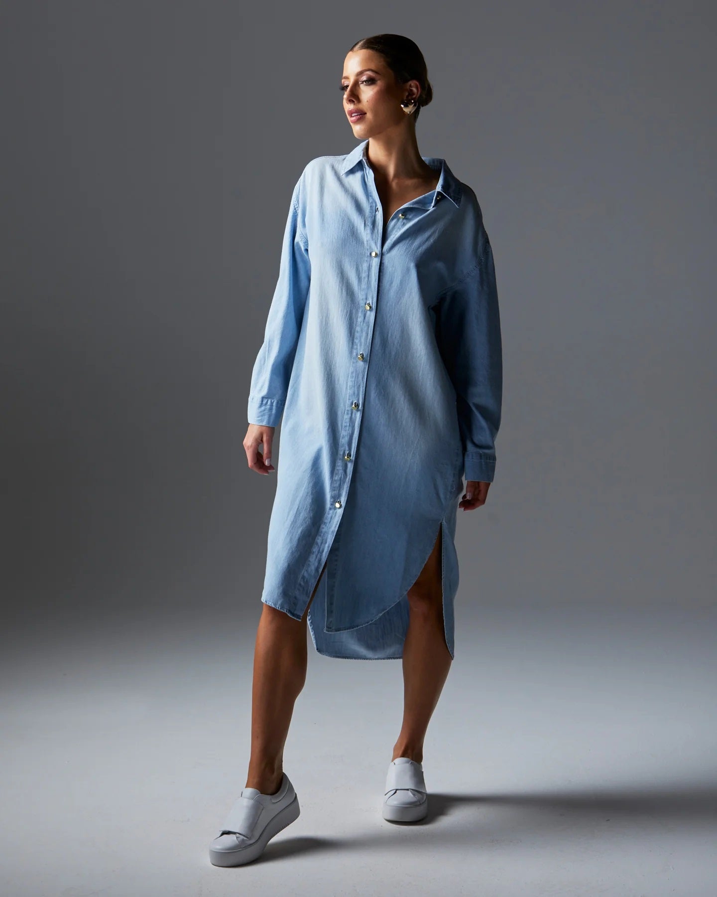 Fate + Becker Flight Shirt Dress [COLOUR:Bleach Wash SIZE:10]