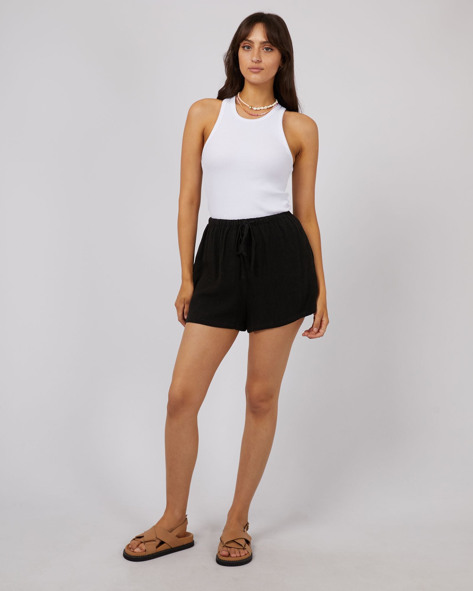 All About Eve Luxe Linen Mini Short [COLOUR:Black SIZE:6]