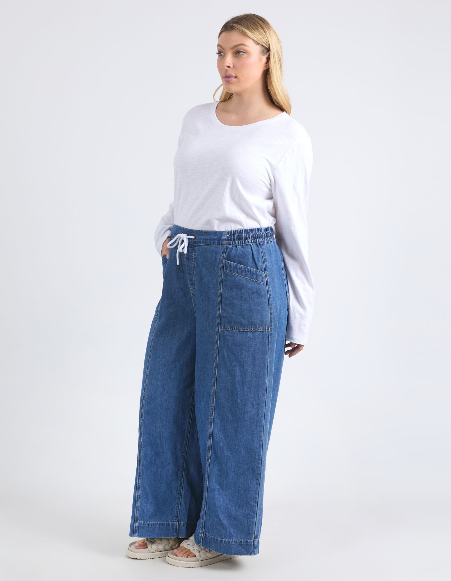 Elm Alora Wide Leg Jean [COLOUR:Blue SIZE:8]