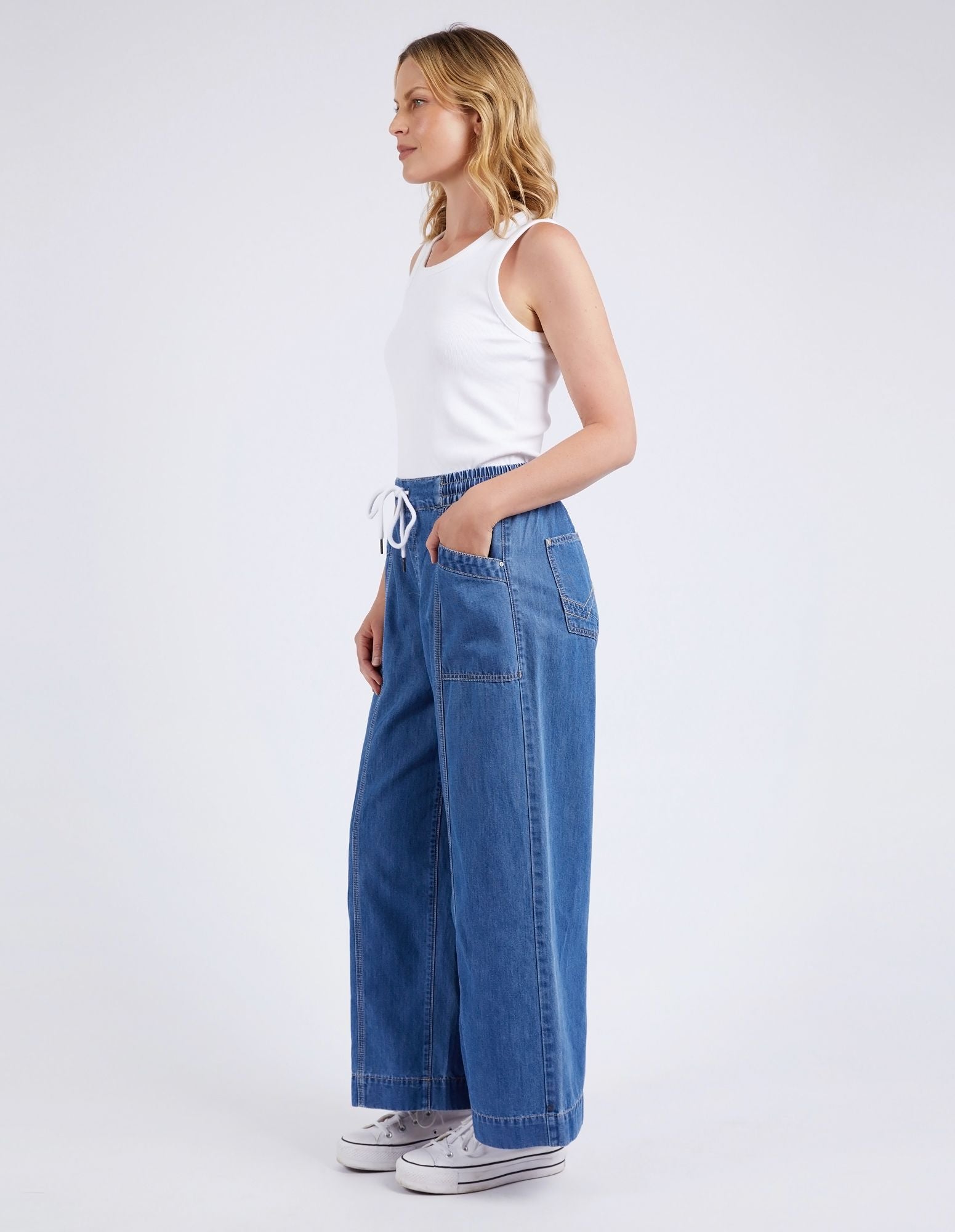 Elm Alora Wide Leg Jean [COLOUR:Blue SIZE:8]